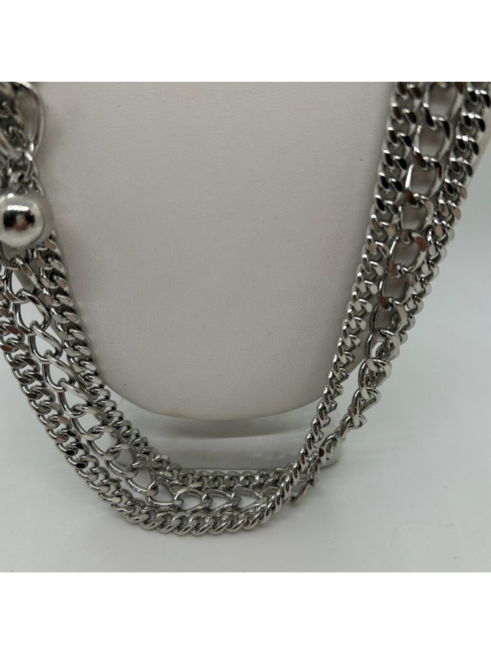 Chunky Statement Necklace or Belt Multi Strand Curb Chain Silver-tone Punk - Picture 4 of 12